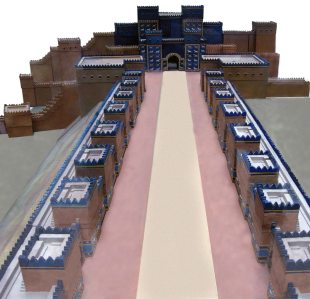 Avenue leading to the Ishtar gate, in ancient Babylon