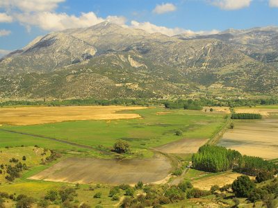 The hilly landscape of Greece