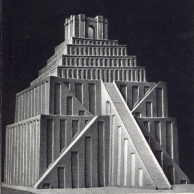 A reconstruction of a Sumerian ziggurat