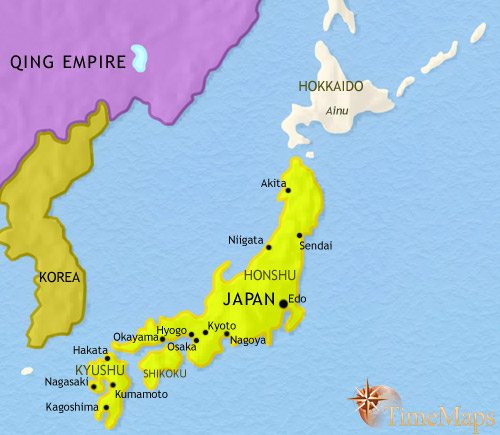 Map of Japan at 1837CE