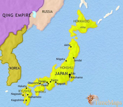 Map of Japan at 1871CE