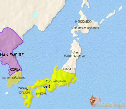 Map of Japan at 30BCE
