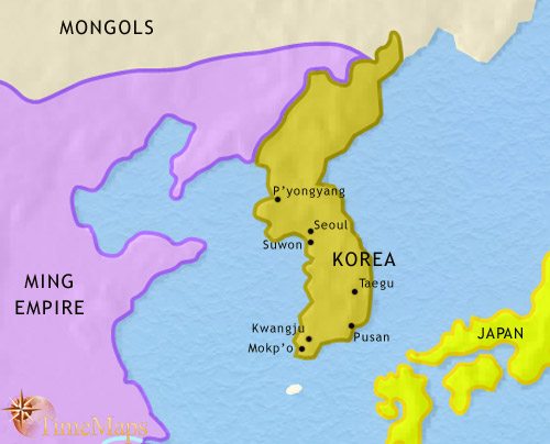 Map of Korea at 1453CE