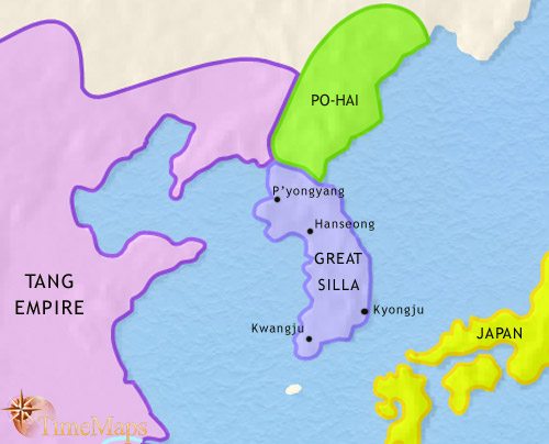 Map of Korea at 750CE