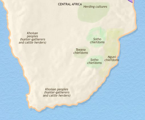 Map of Southern Africa at 1453CE