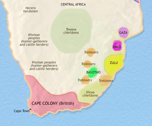 Map of Southern Africa at 1837CE