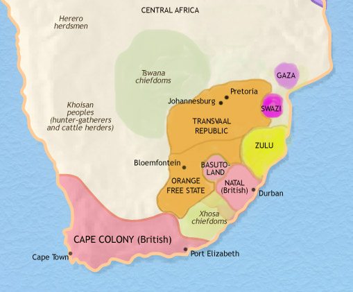 Map of Southern Africa at 1871CE