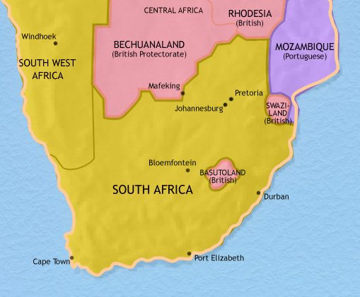 Map of Southern Africa at 1960CE