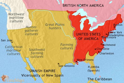 Map of The USA at 1789CE