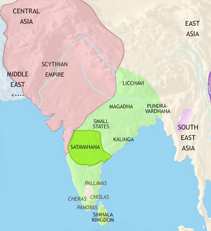 Map of India and South Asia at 30BCE