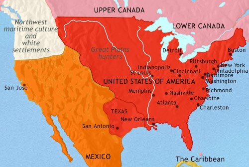 Map of The USA at 1837CE
