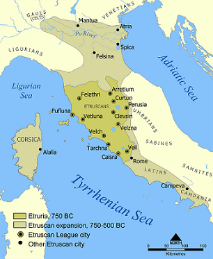 Location of Etruscan Civilization and the city states