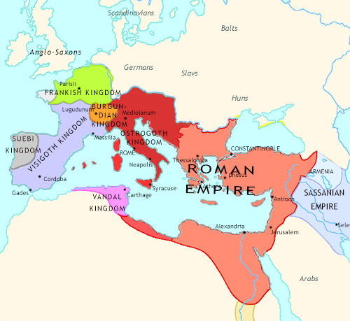 Map of Rise and Fall at 500CE