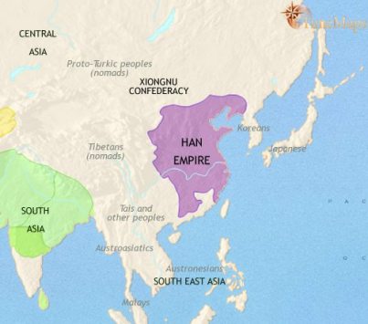 map of the Han Dynasty of Ancient China