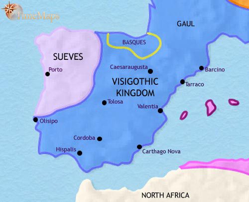 Map of Spain and Portugal at 500CE
