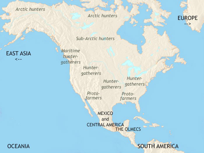Map of North America at 1000BCE