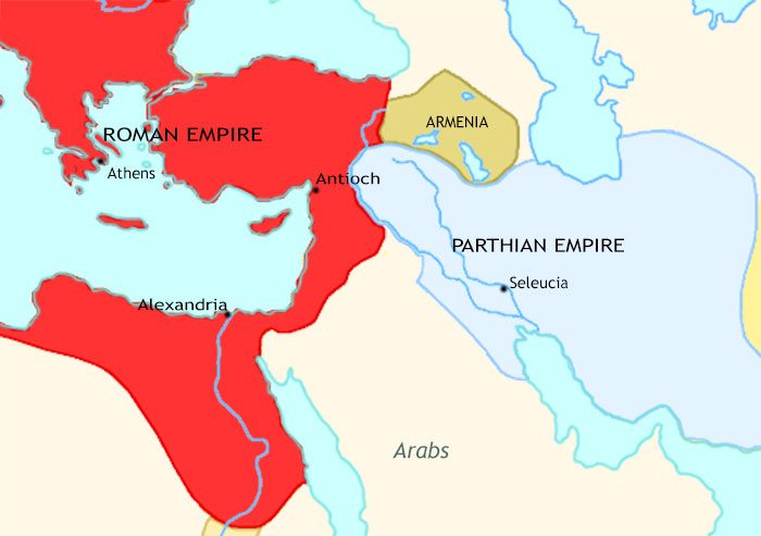 Map of Greece and Persia at 100CE