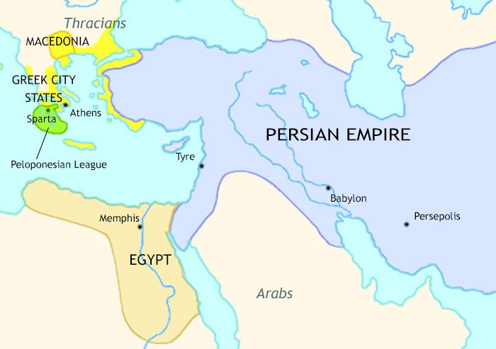 Map of The Greeks and the Persians at 400BCE