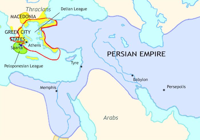 Map of The Greeks and the Persians at 450BCE