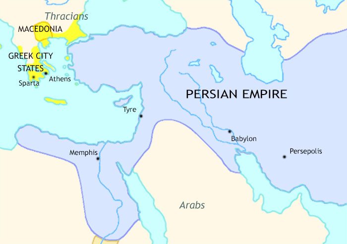 Map of The Greeks and the Persians at 500BCE