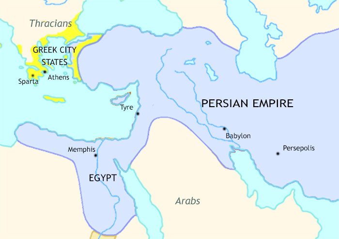 Map of Greece and Persia at 525BCE
