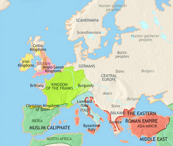 Map of Europe at 750CE