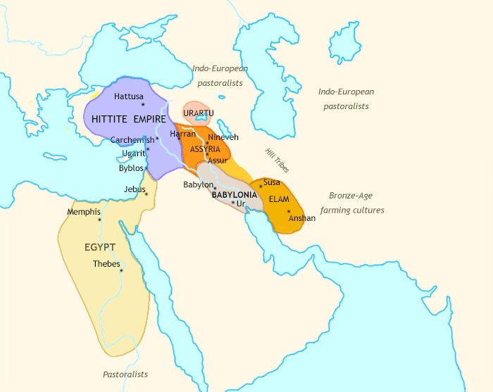 Map of Ancient Middle East at 1275BCE