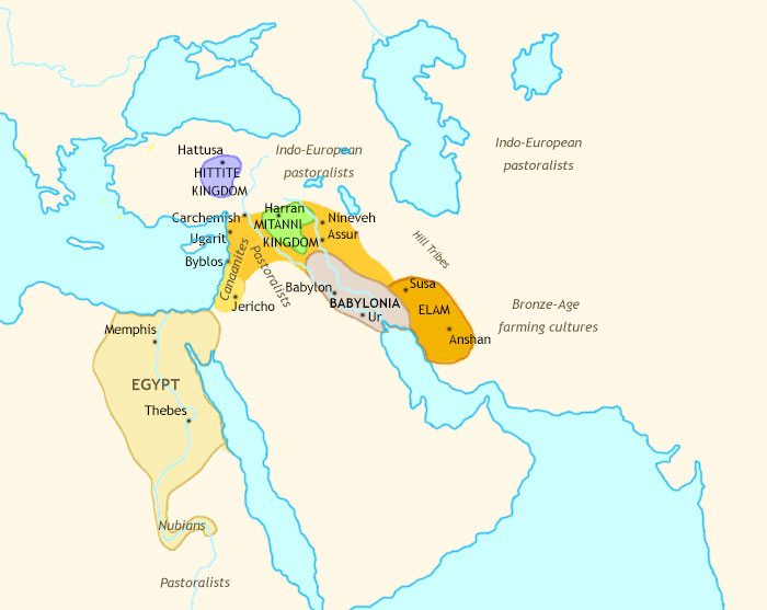 Map of Cradle of Civilization: the Middle East at 1500BCE
