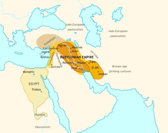 Map of Ancient Middle East at 1750BCE