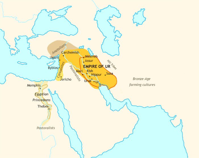 Map of Ancient Middle East at 2100BCE