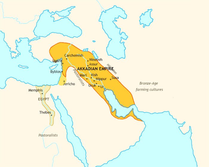 Map of Ancient Middle East at 2230BCE