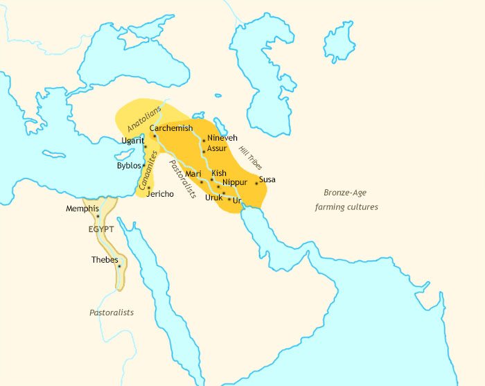 Map of Ancient Middle East at 2500BCE