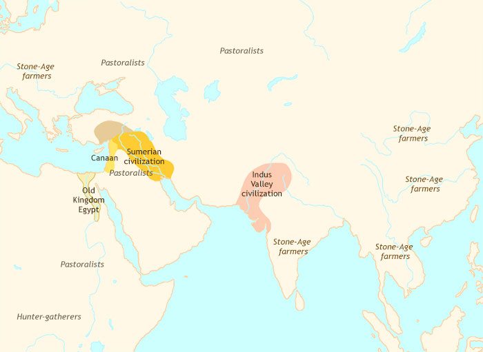 Map of Early Civilization at 2500BCE