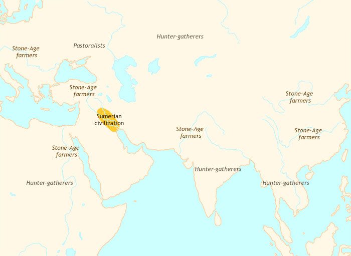 Map of Early Civilization at 3500BCE