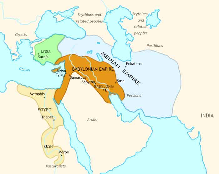Map of Ancient Middle East at 585BCE