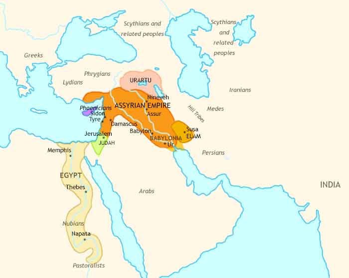 Map of Ancient Middle East at 722BCE