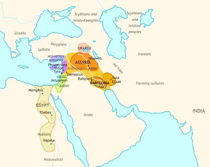 Map of Ancient Middle East at 825BCE