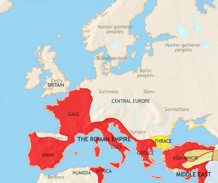 Map of Europe at 30BCE