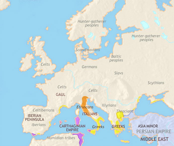 Map of Europe at 500BCE