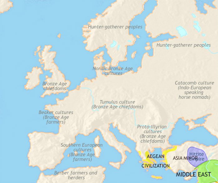 Map of Europe at 1500BCE
