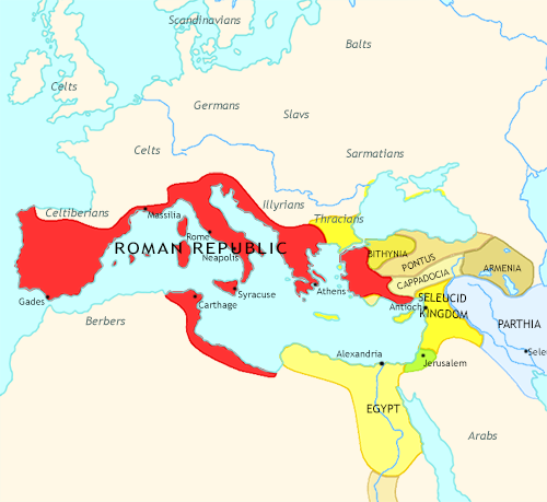 Map of Rise and Fall at 100BCE