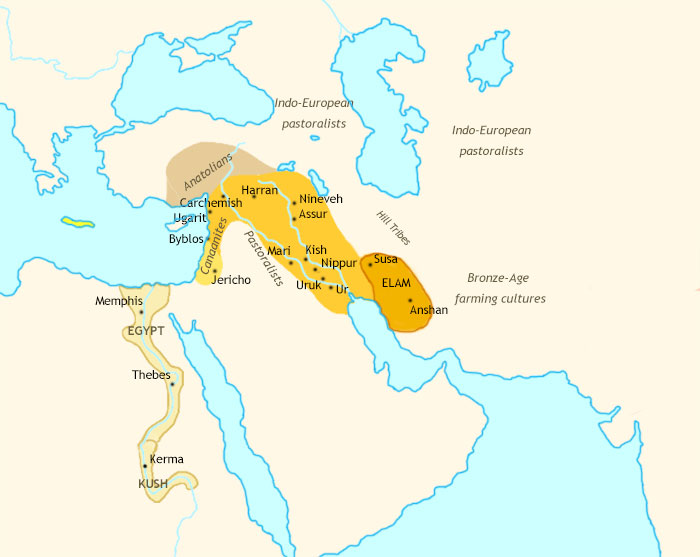 Map of Ancient Middle East at 2000BCE