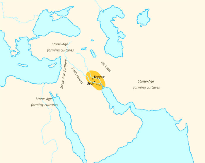 Map of Ancient Middle East at 3500BCE