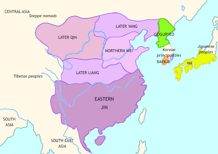 Map of Ancient China at 407CE