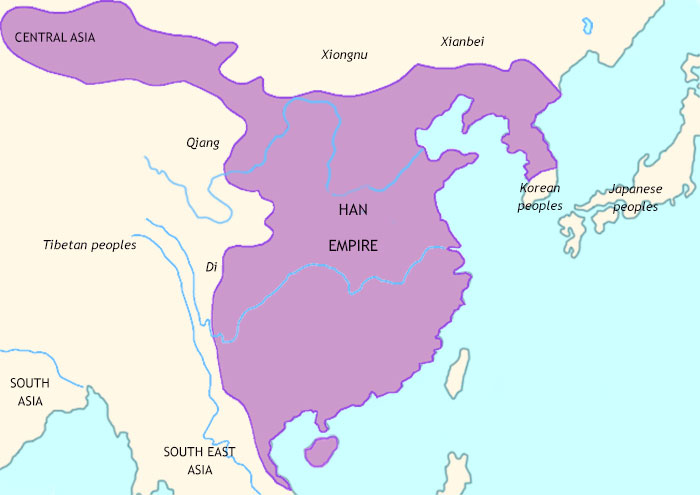 Map of Ancient China at 100BCE
