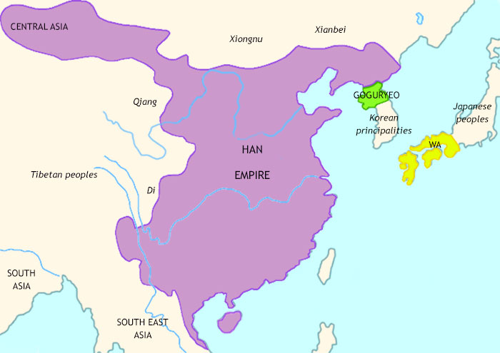 Map of Ancient China at 100CE